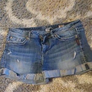 Silver jean shorts